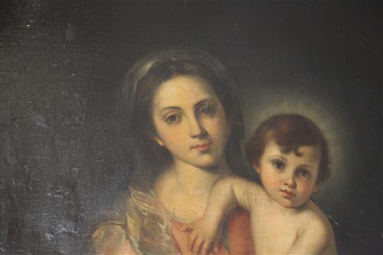 Italian School c.1900 Madonna and child, 61.5 x 42in., unframed